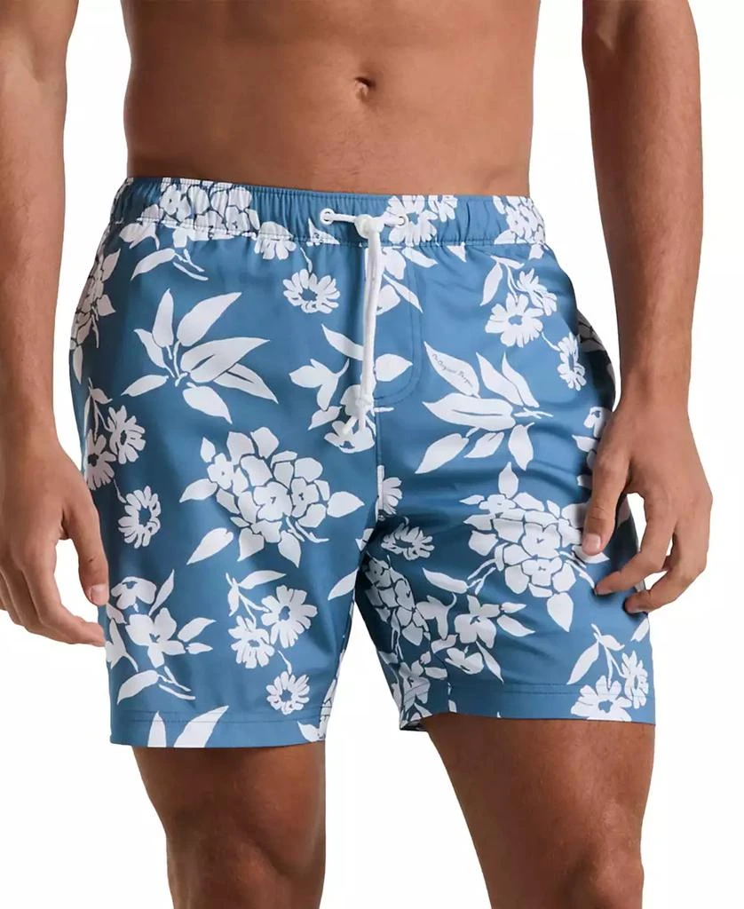 Original Penguin Men's Slim Fit Floral Print Drawstring 7" Swim Trunks 1