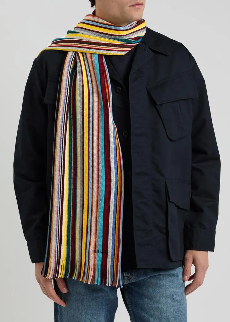 Paul Smith Striped-intarsia wool scarf 2