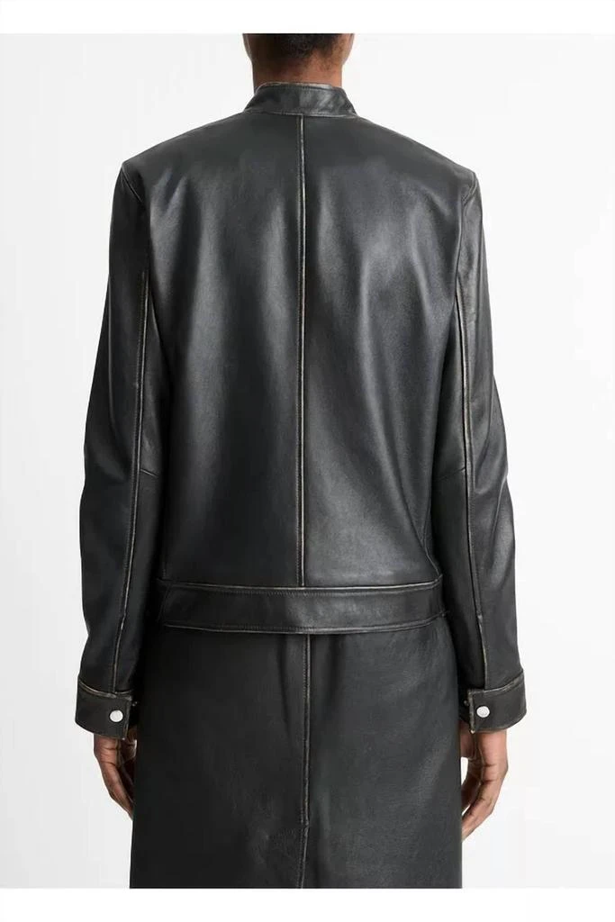 Vince Leather Moto Jacket In Black 2