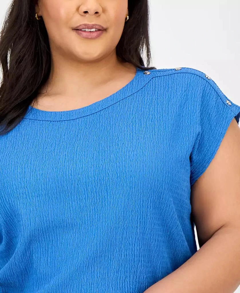 JONES NEW YORK Plus Size Crinkled Button-Trim Top 3