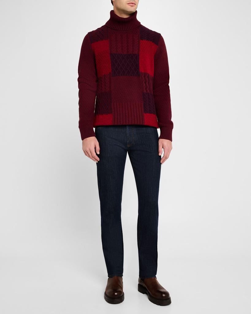 BUGATCHI Men's Patchwork Knit Turtleneck