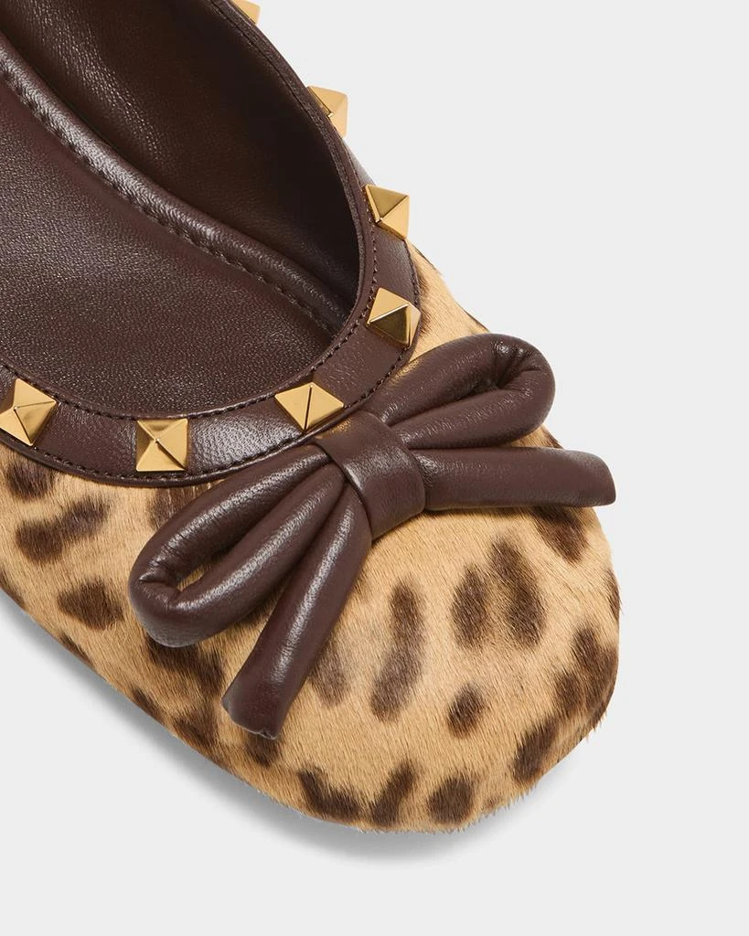 Valentino Rockstud Leopard Bow Ballerina Flats 4