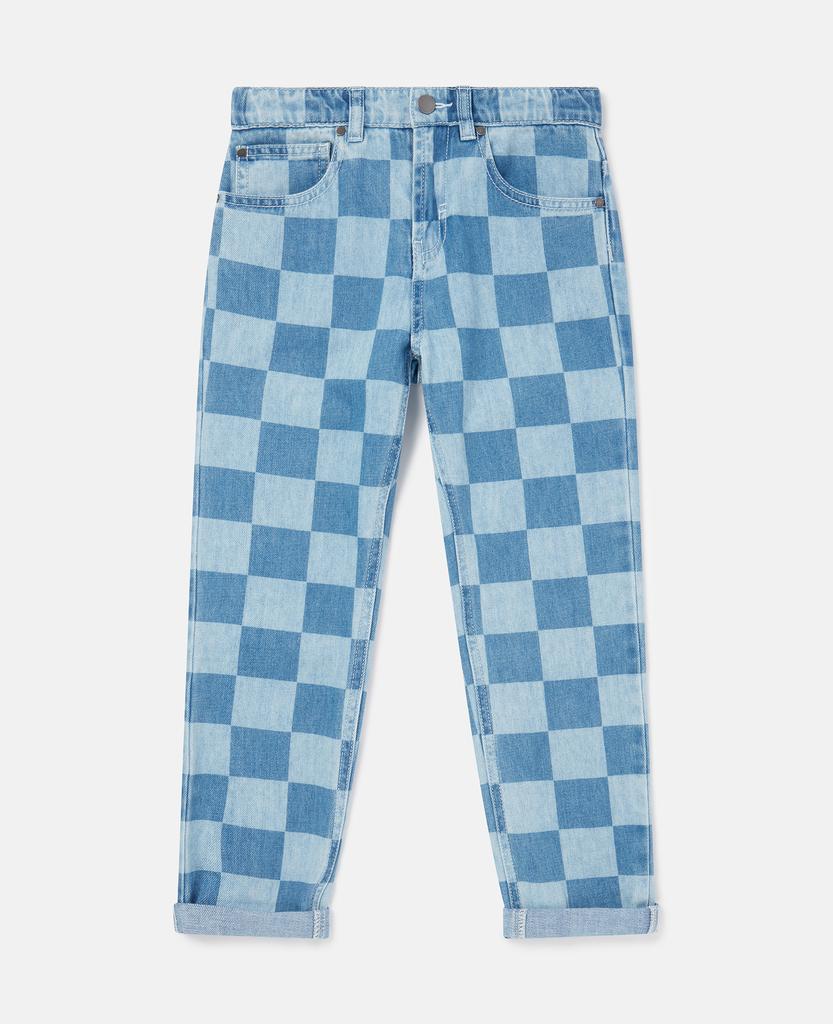 Stella McCartney Stella McCartney - Checkerboard Print Jeans, Woman, Blue, Size: 12