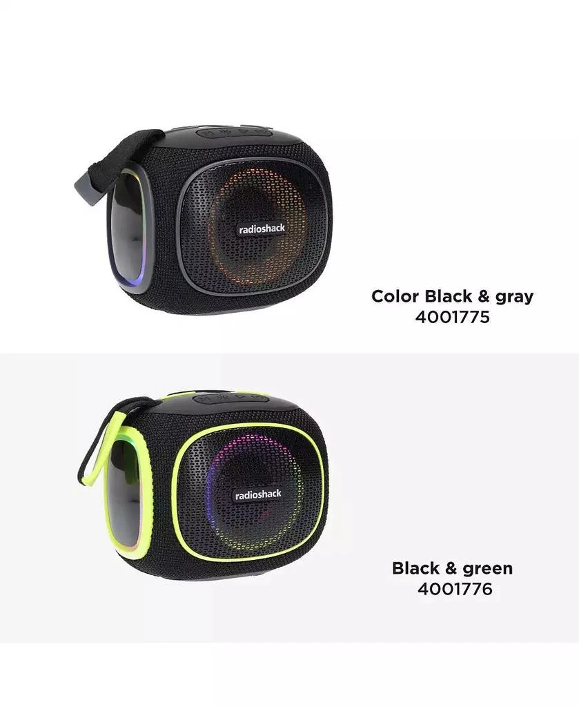 RadioShack 10W Mini Bluetooth Portable Speaker IPX5 Splashproof With FM Radio Black and Green 9