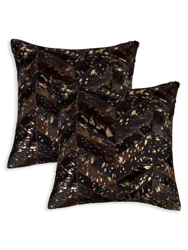Natural 2-Piece Chevron Cowhide Throw Pillow Set