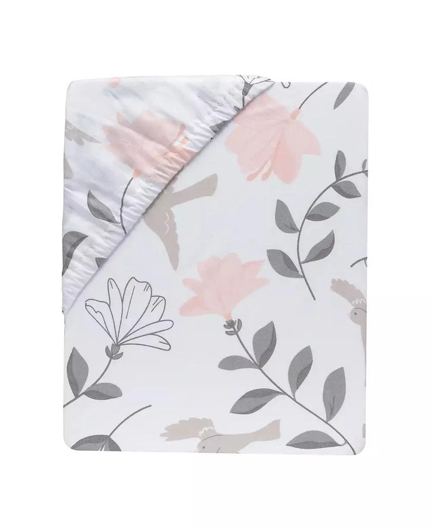 Lambs 
Ivy Petals White/Pink/Gray Floral 100% Cotton Fitted Crib/Toddler Sheet 4