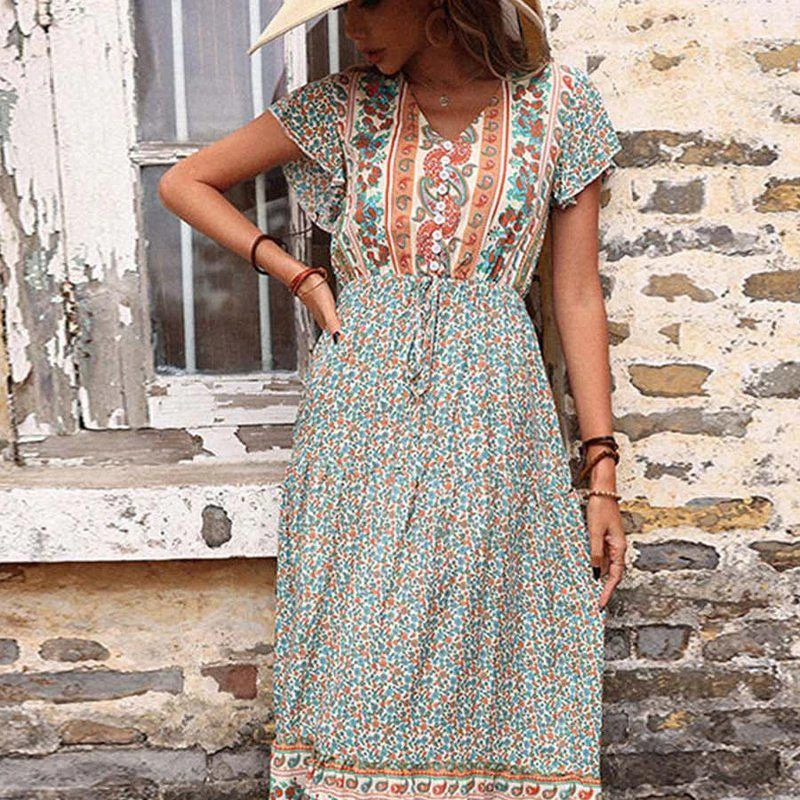 Anna-Kaci Ruffle Sleeve Boho Dress 1