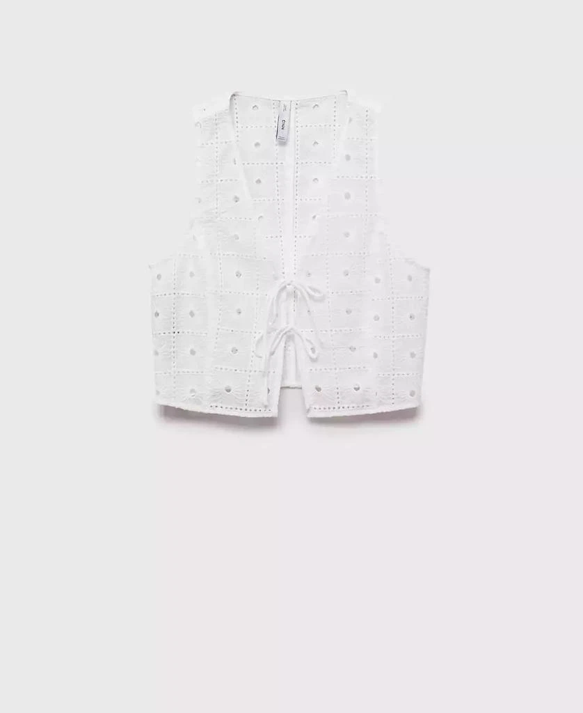 Mango Women's Bows Detail Embroidered Cotton Vest 1