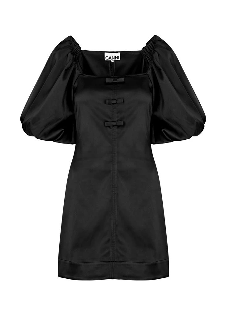 Ganni Bow-embellished satin mini dress 1