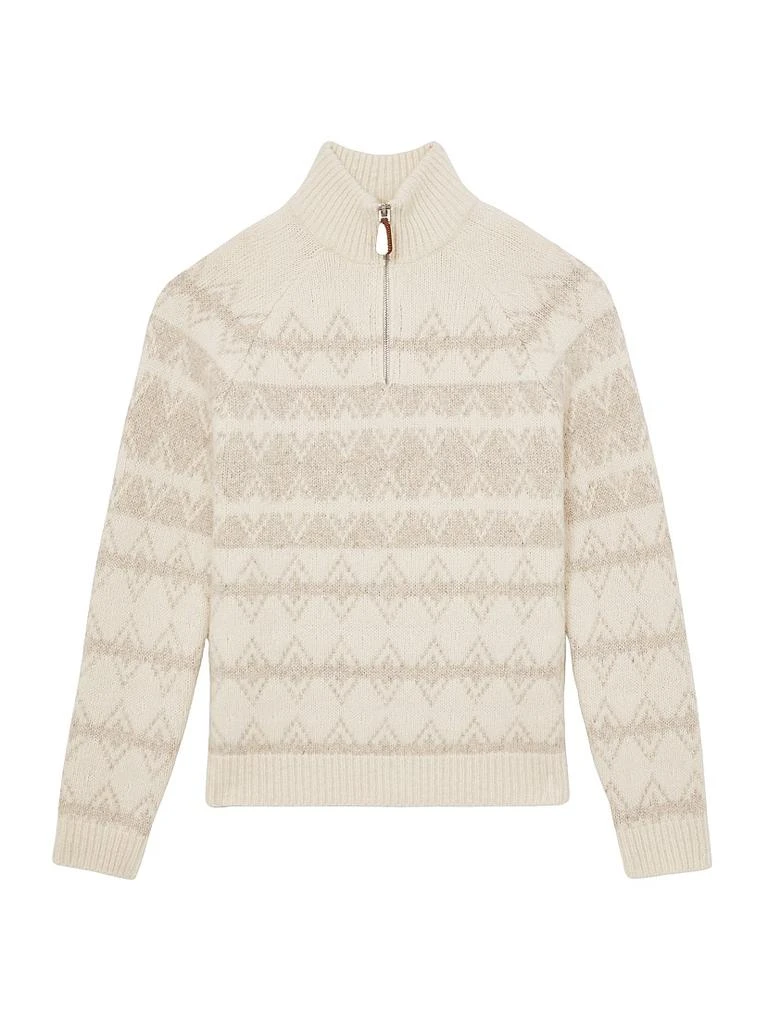REISS Claus Fair Isle-Inspired Half-Zip Sweater