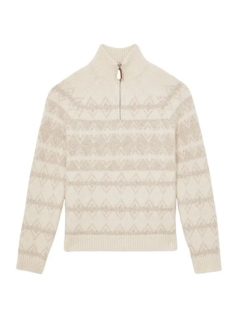 REISS Claus Fair Isle-Inspired Half-Zip Sweater