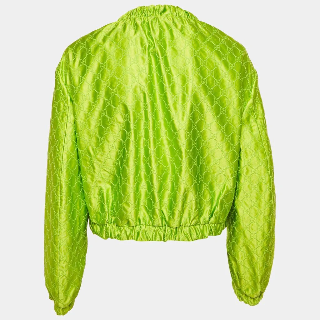 Gucci Gucci Green GG Supreme Embroidery Silk Zip-Up Jacket M 2