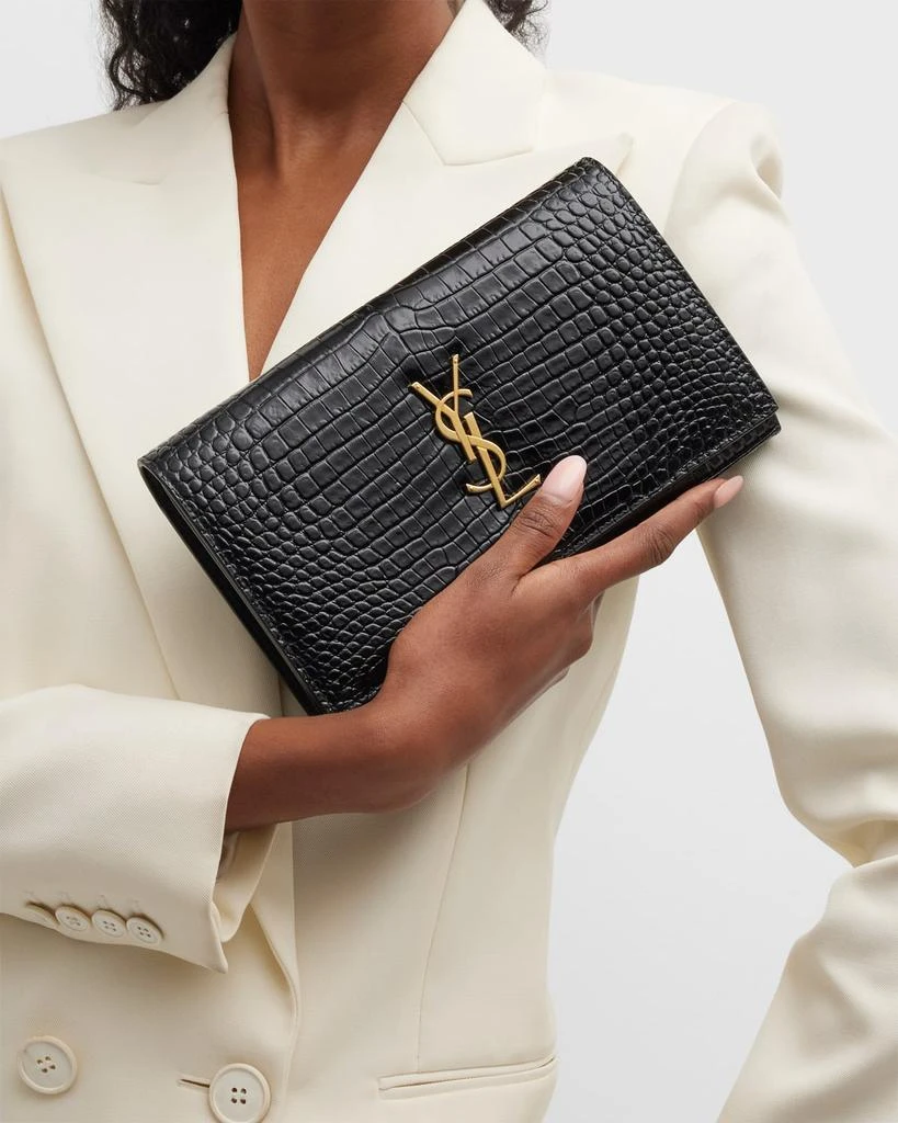 Yves Saint Laurent Cassandra YSL Wallet on Chain in Croc Embossed Leather 5