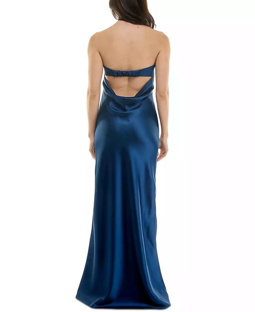 Emerald Sundae Juniors' Strapless Drape-Back Satin Gown, Created for Macy's 2