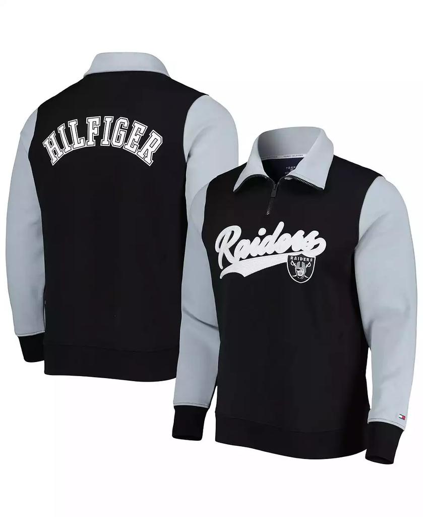 Tommy Hilfiger Men's Black, Silver Las Vegas Raiders Aiden Quarter-Zip Top