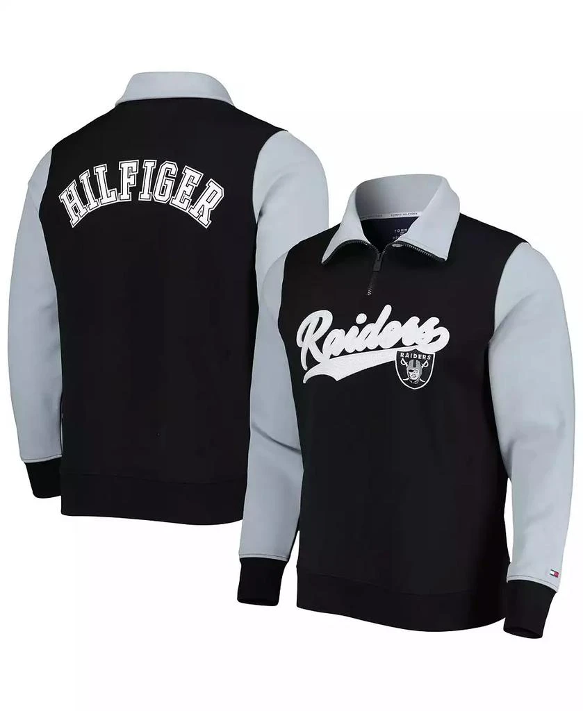 Tommy Hilfiger Men's Black, Silver Las Vegas Raiders Aiden Quarter-Zip Top 1