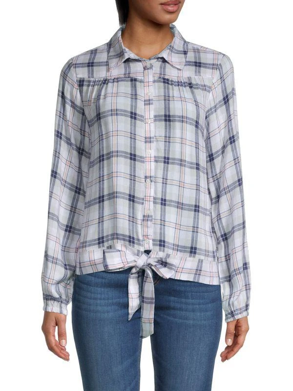 Velvet Heart Blanca Tie-Front Checkered Shirt 1