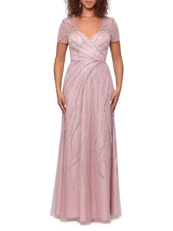 XSCAPE Beaded Chiffon A Line Gown 1