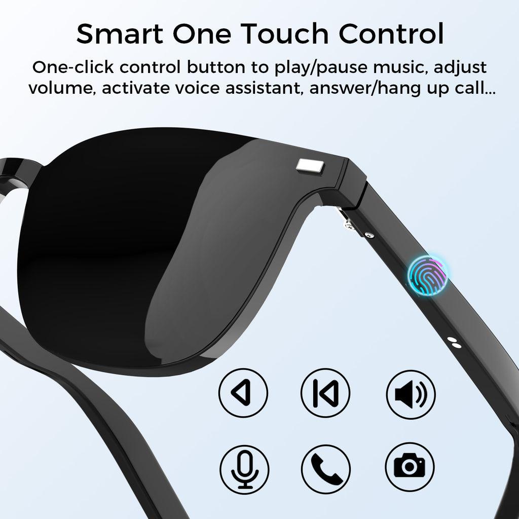Alpha Digital ALPHA DIGITAL Polarized Bluetooth Smart Glasses with Mic, Speakers & Voice Assistant – IP65 Waterproof, 5hr Battery - Multi-Lens