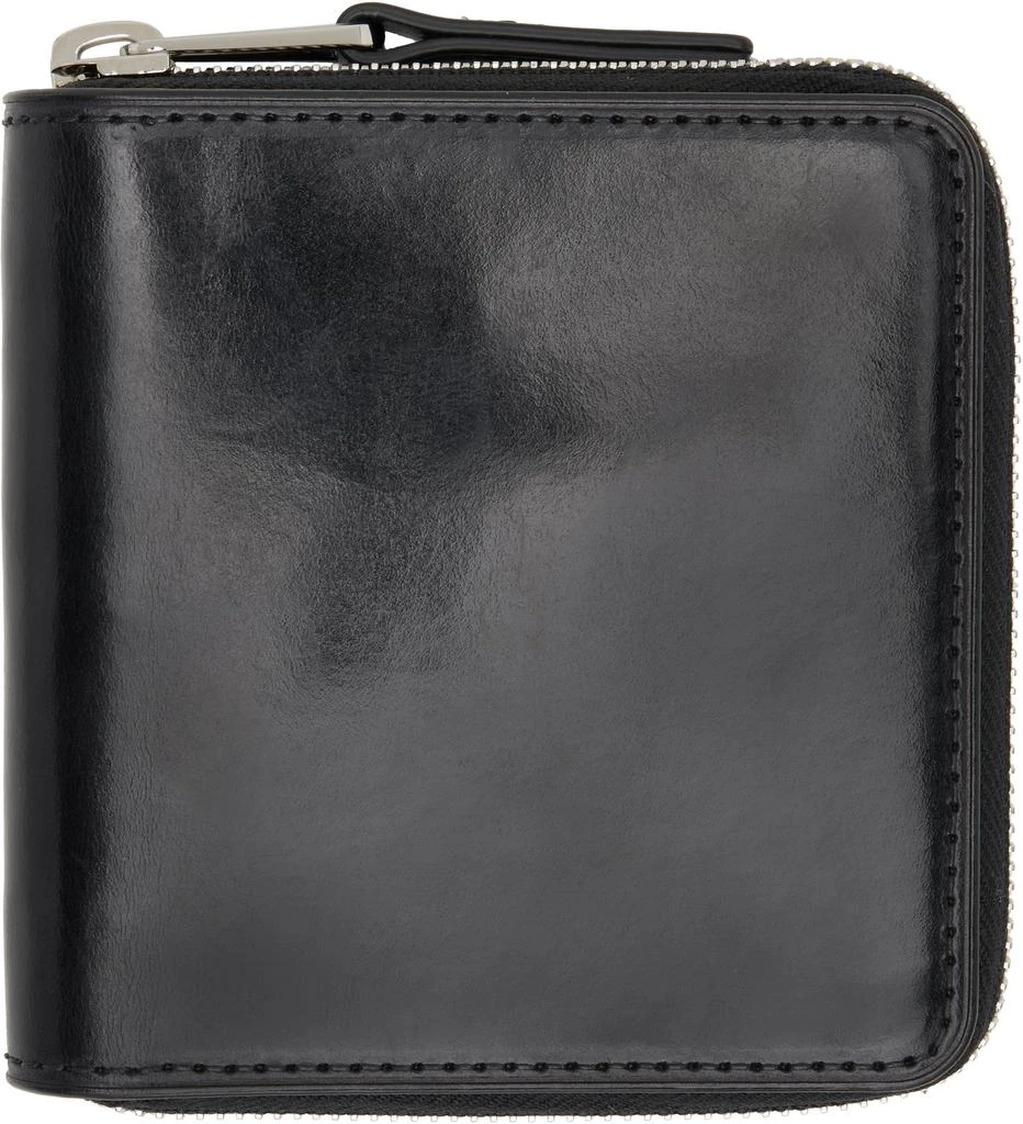 Lemaire Black Patina Zip Compact Bi Fold Wallet 1