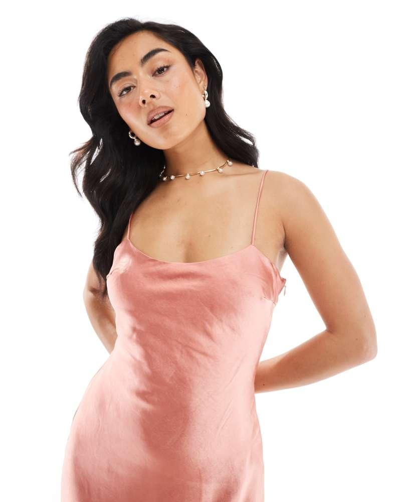 True Decadence True Decadence Strappy bias cut midi dress in dusty peach