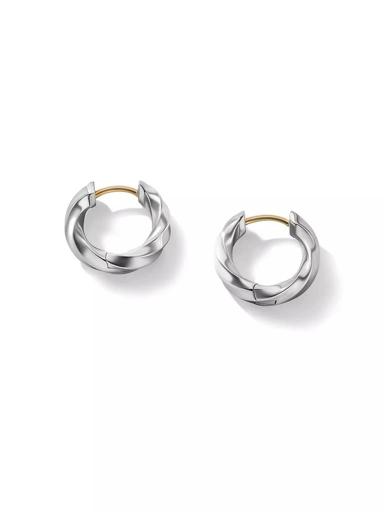 David Yurman Cable Edge Sterling Silver Huggie Hoop Earrings 2