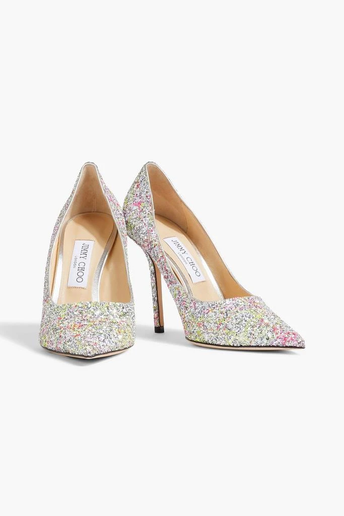 JIMMY CHOO Love 100 glittered woven pumps 2