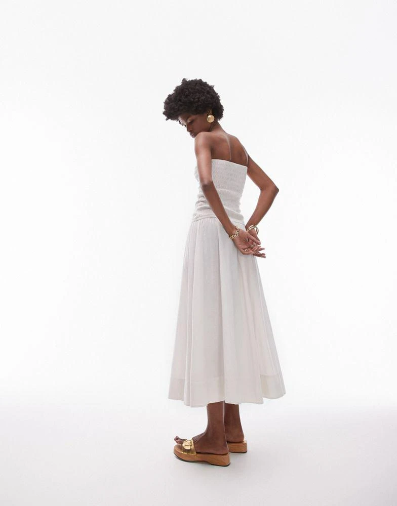 Topshop Topshop shirring bandeau midi dress in ivory 3