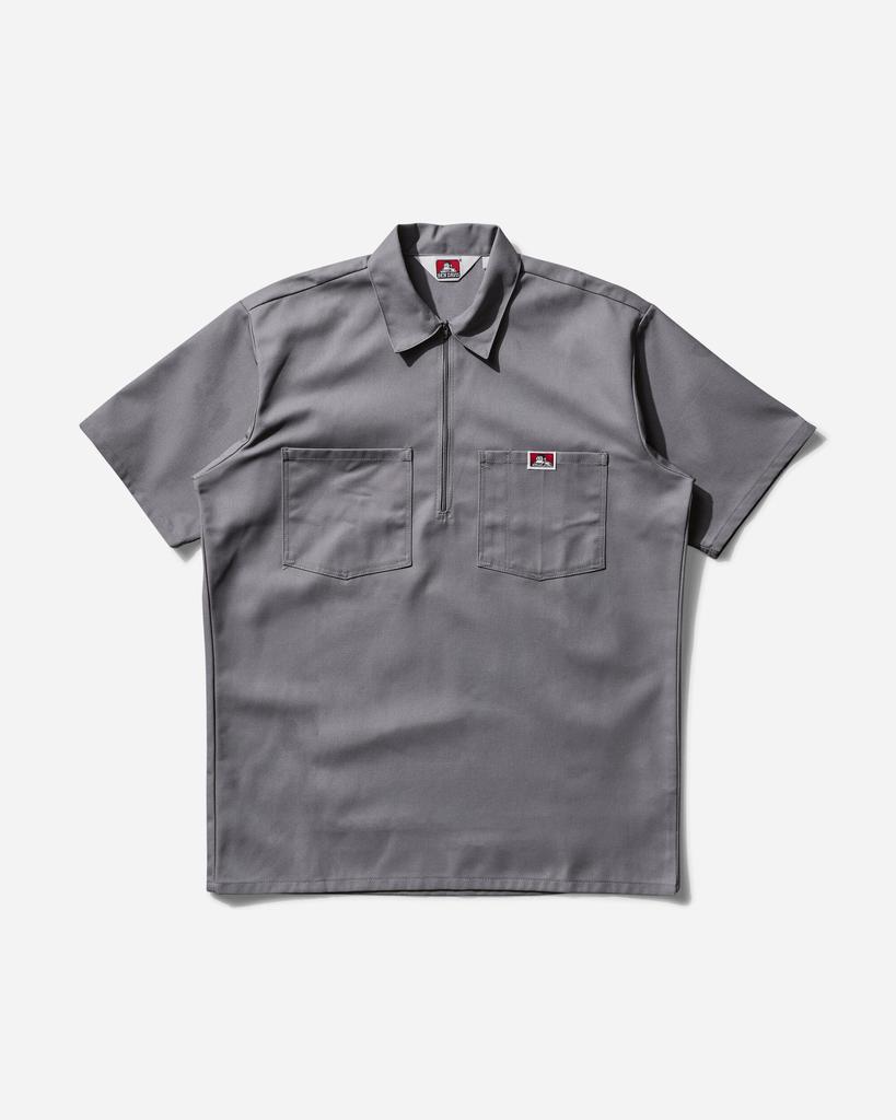 BEN DAVIS Men's Solid 1/2 Zip Shortsleeve Shirt Light Grey