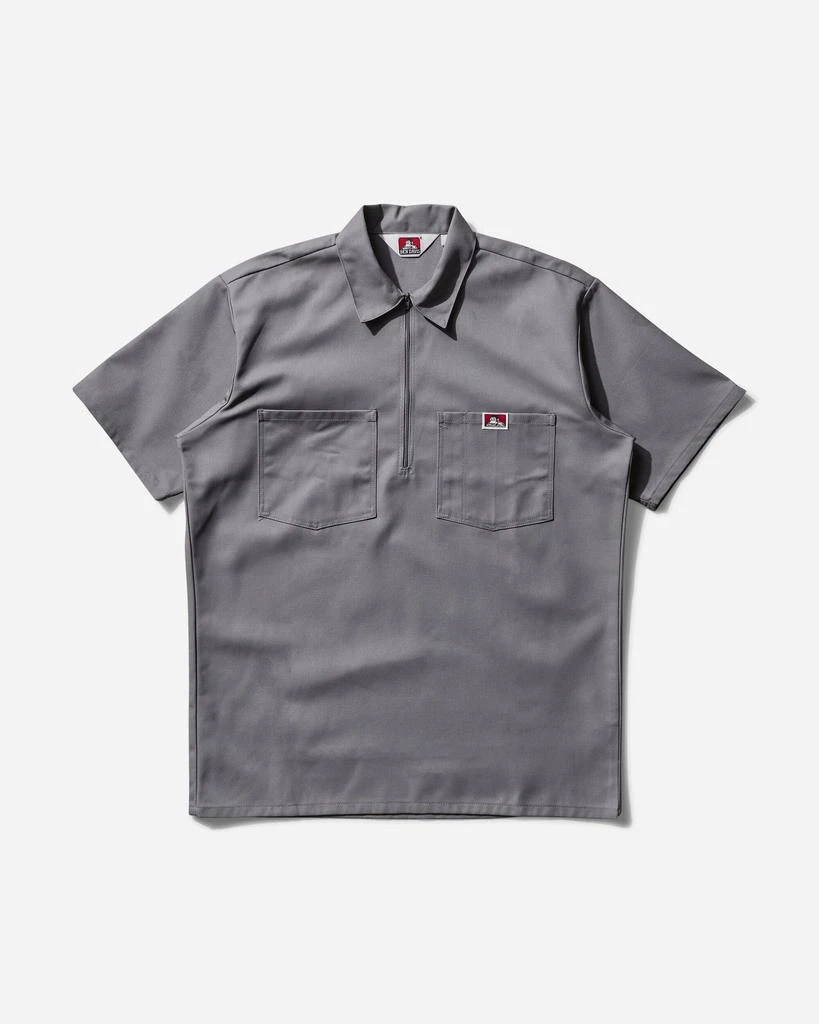 BEN DAVIS Men's Solid 1/2 Zip Shortsleeve Shirt Light Grey 1