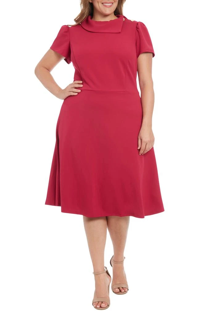 London Times Short Sleeve Scuba Crepe Fit & Flare Dress 1