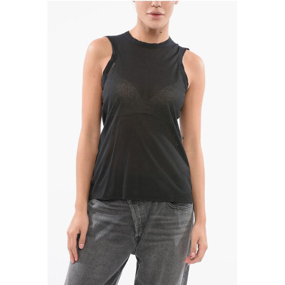 ROBERTO COLLINA Roberto Collina Semi-Sheer Cotton Blend Crew Neck Women's Top