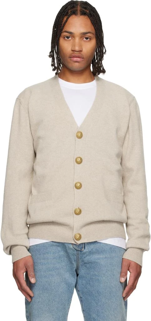 Balmain Beige Eco-Cashmere Cardigan 1