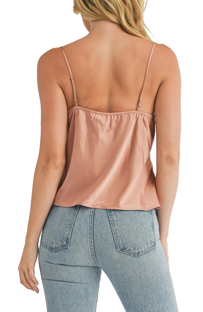 All in Favor Lace Trim Satin Camisole