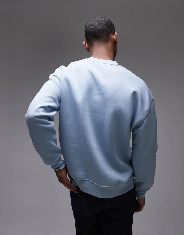 Topman Topman oversized fit sweatshirt with floral embroidery in blue 4