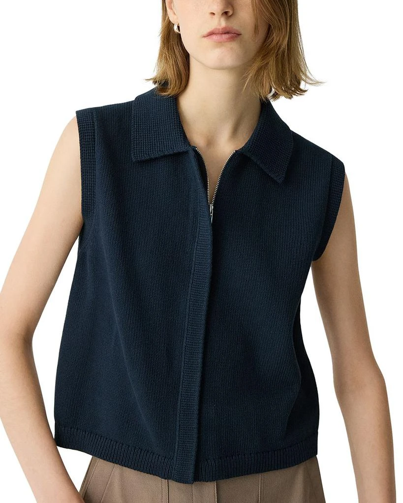Theory Zip-Up Vest in Rounded Cotton 5