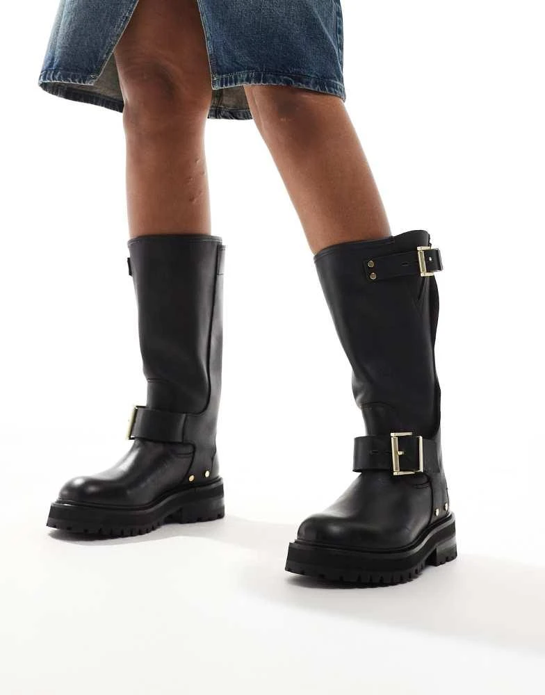 ALL SAINTS AllSaints Tay leather buckle biker boots in black 2