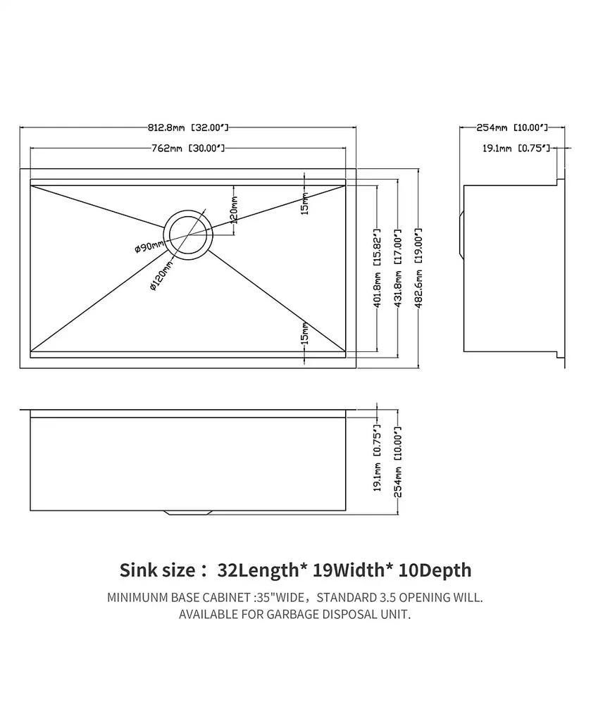Flynama 32x19x10 Inch Single Bowl Undermount Workstation Kitchen Sink 16 Gauge 304 Stainless Steel Deep Sink With Cutting Board Colander 7