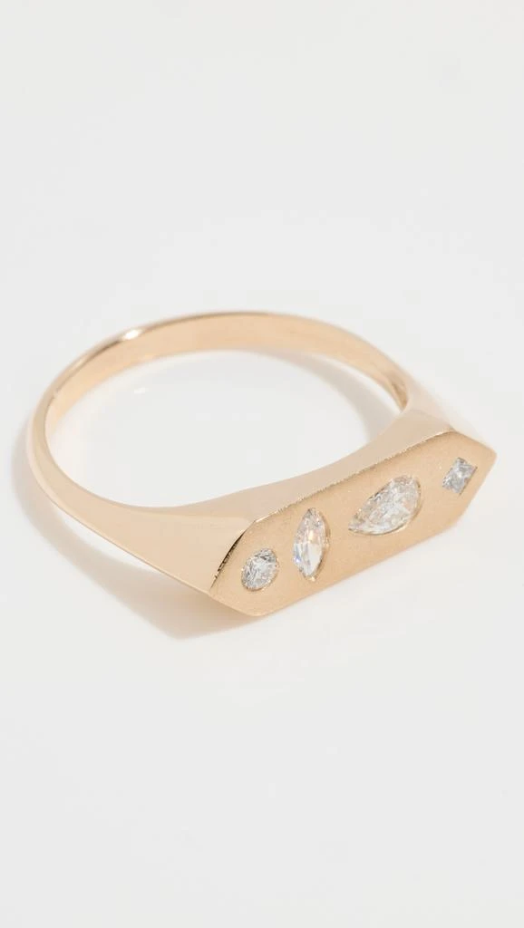 Zoe Chicco 14k Gold Mosaic Bar Signet Ring 3
