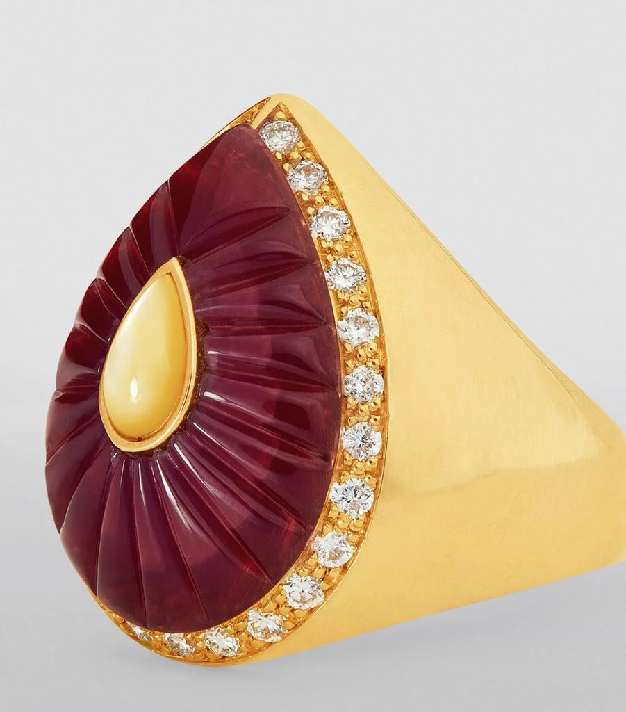 L'ATELIER NAWBAR Yellow Gold, Diamond and Amethyst Bond Street Pinky Ring 6
