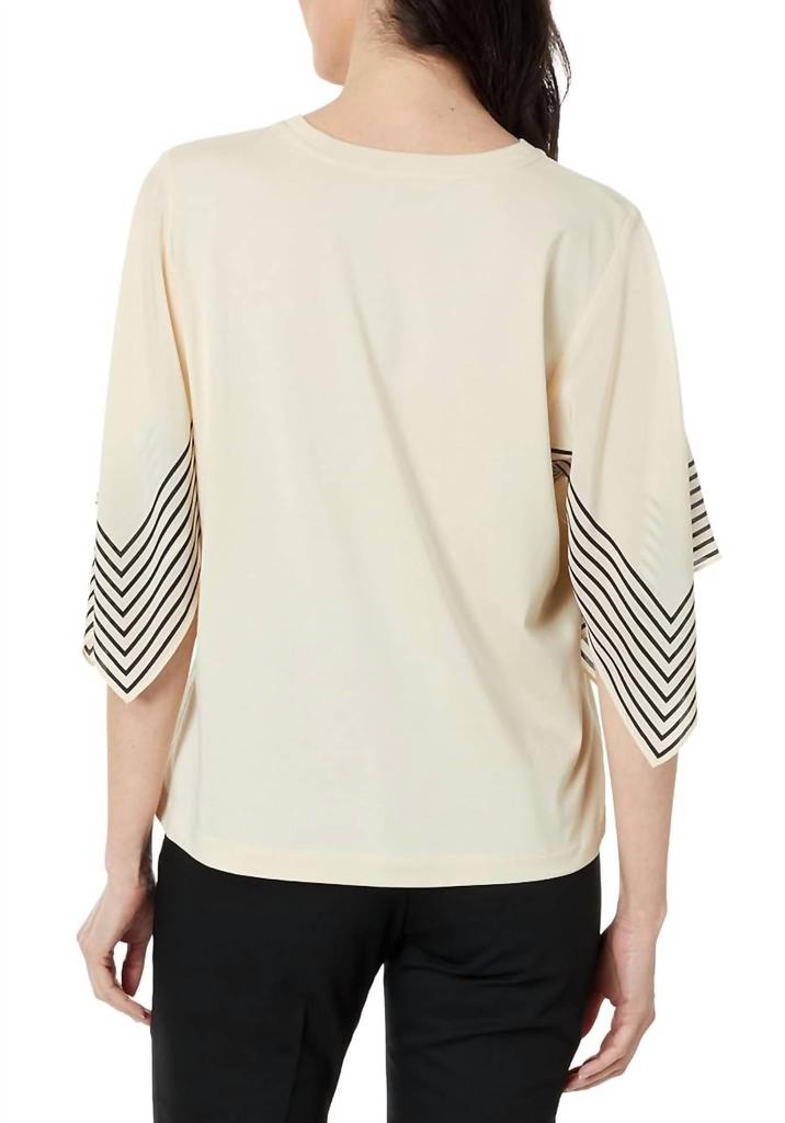 Elliott Lauren Elliott Lauren - Women Stripe Silk Sleeves Tee