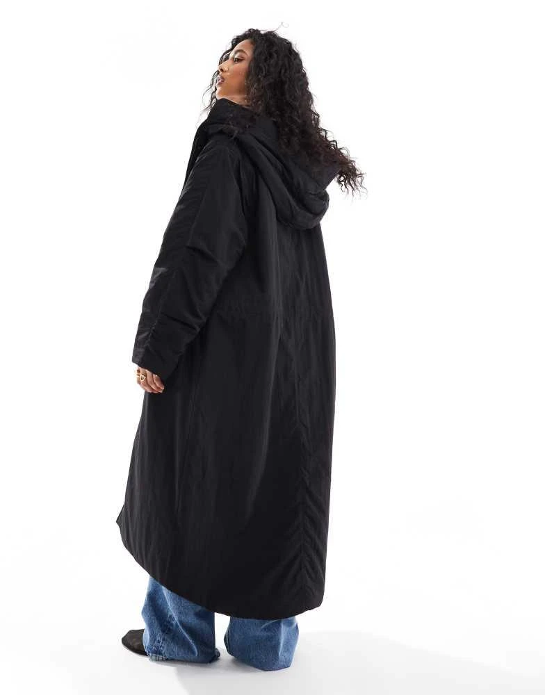 ASOS ASOS DESIGN clean longline puffer coat with hood in black 3