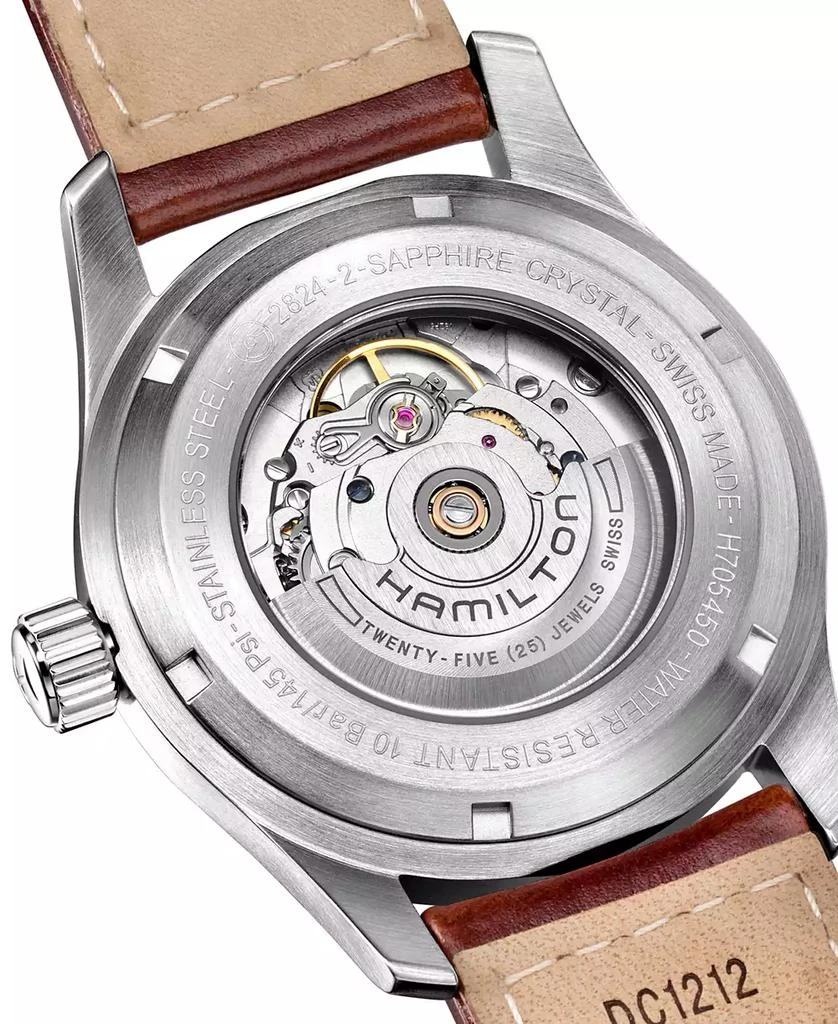 Hamilton Men's Swiss Automatic Khaki Field Brown Leather Strap Watch 42mm H70555533 2