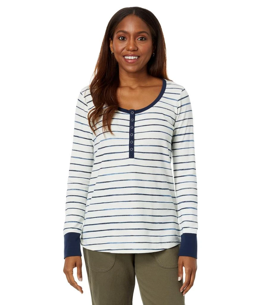 Unshrinkable Mini Waffle Henley Long Sleeve Stripe – On Sale Now