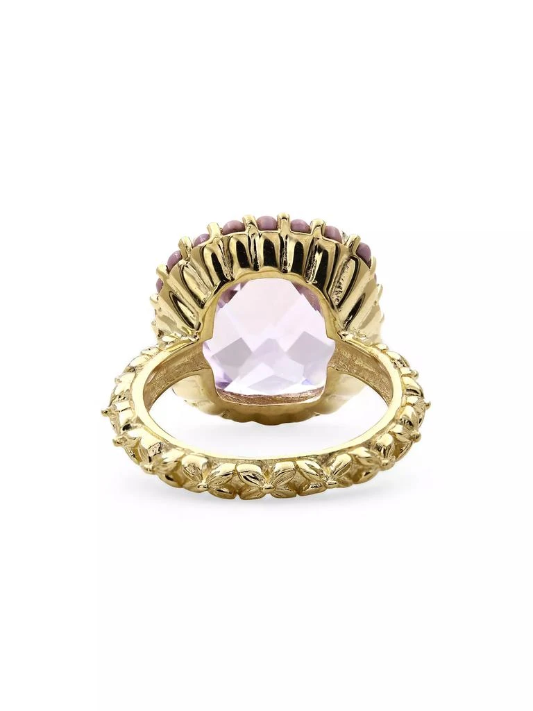 Stephen Dweck Luxury 18K Yellow Gold, Amethyst, & Phosphosiderite Halo Ring 3