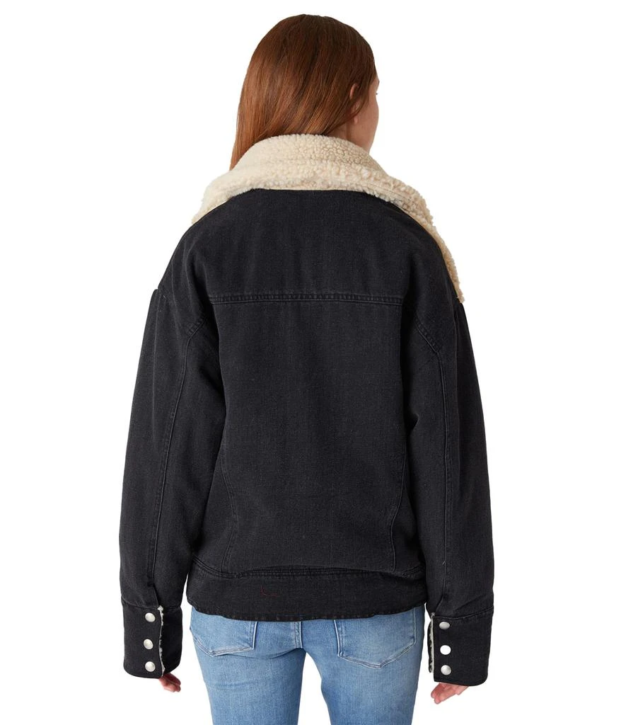 Blank NYC Oversized Faux Sherpa Jacket With Denim Sleeves 2