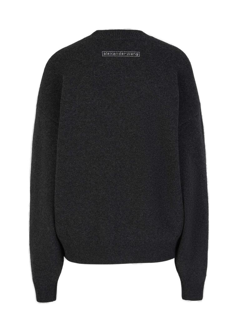 Alexander Wang Alexander Wang Glitter Embellished Teddy Crewneck Sweater