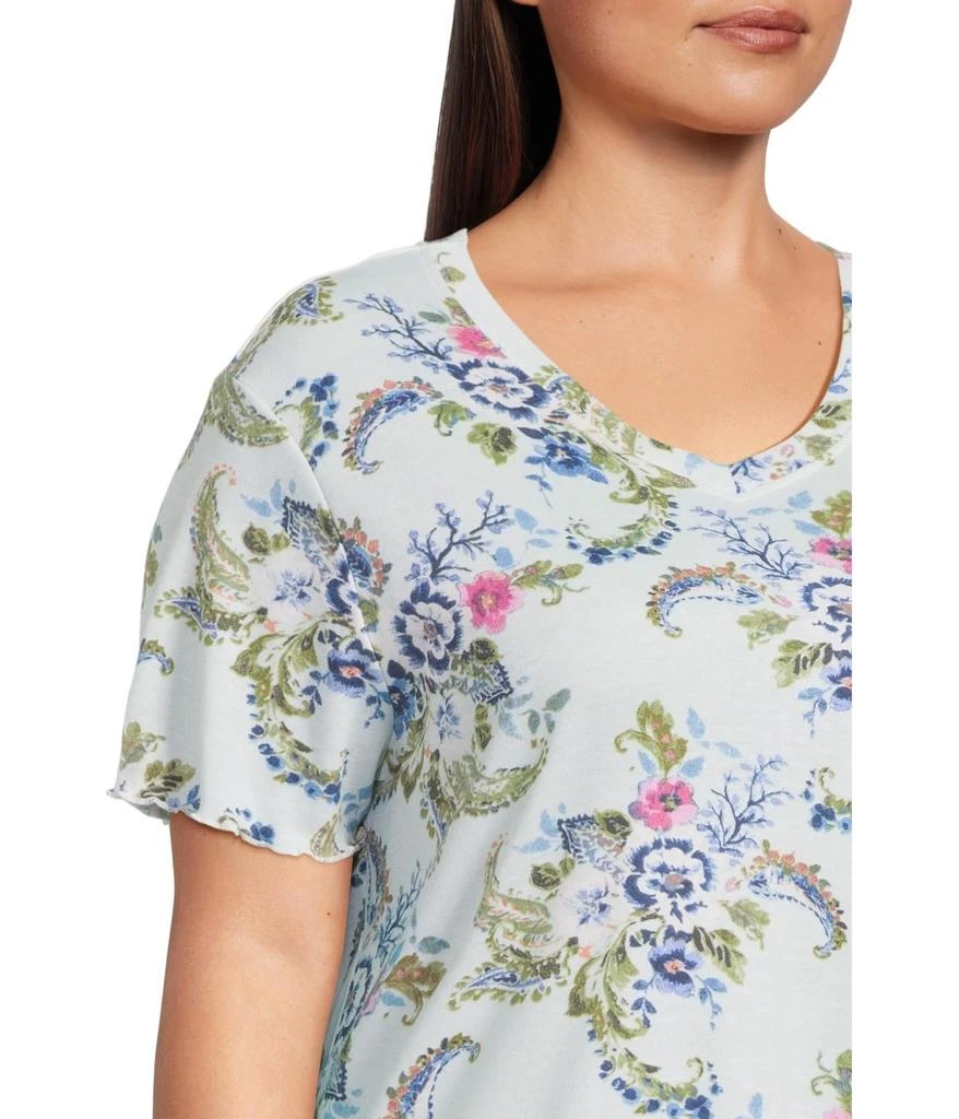 Karen Neuburger Plus Size Paisley Dreams Short Sleeve Sleepshirt With Lettuce Edges 4