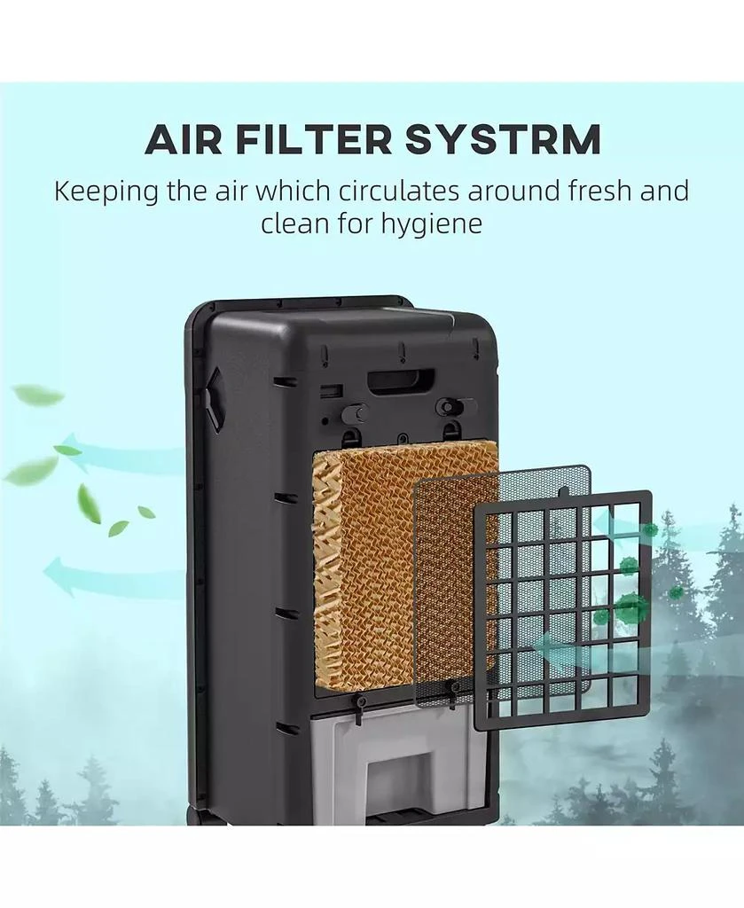 HOMCOM 3-In-1 Mobile Evaporative Air Cooler with Remote Oscillating 7