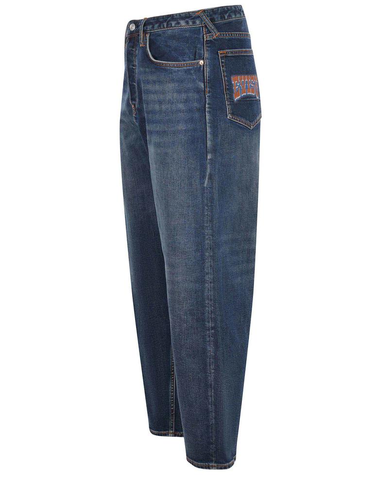 Evisu Jeans  In Dark Denim Cotton Blend.